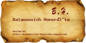Balassovich Honoráta névjegykártya